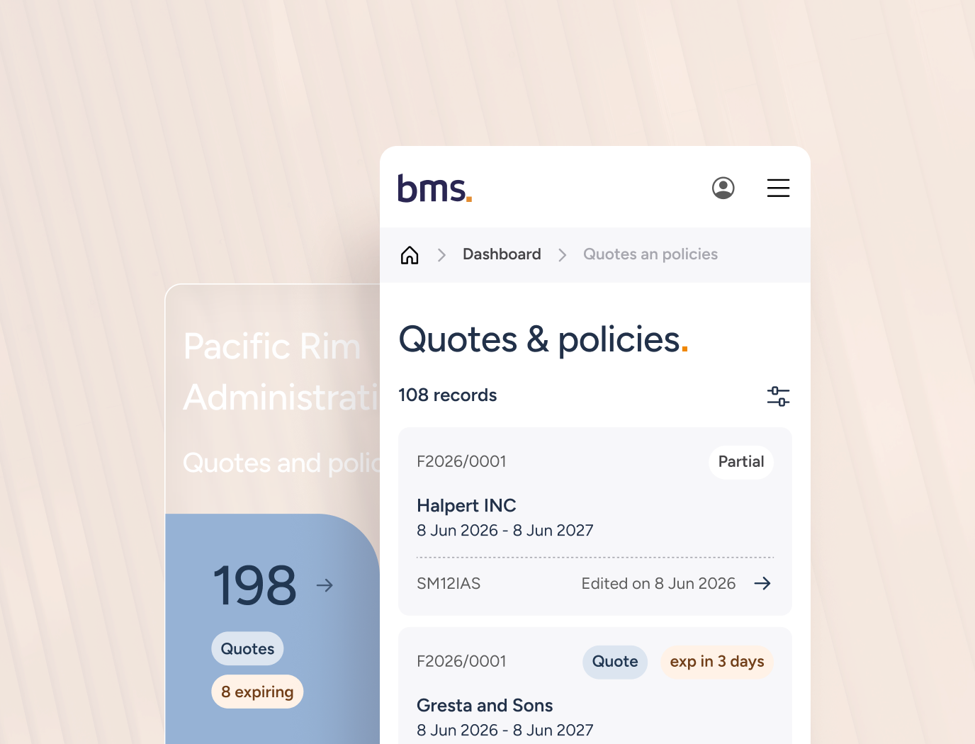 Mobile Quotes & policies view