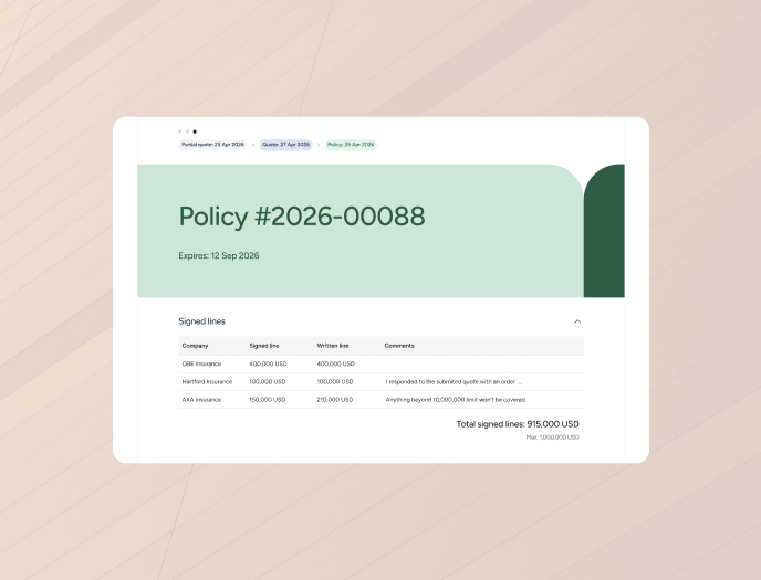 Policy signed — confirmation screen for Policy #2026-00088